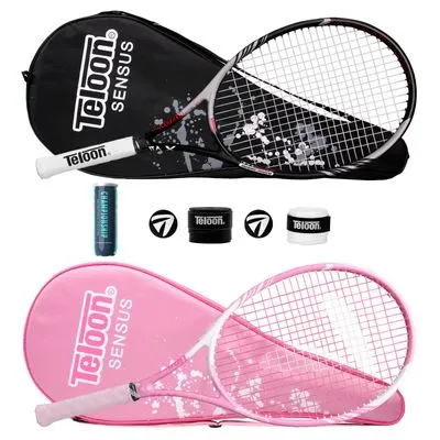Teloon Tennis Rackets 2-Pack 27-inch Black-Pink